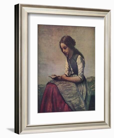 'La petite Liseuse ou Jeune bergère assise et lisant', c1855-Jean-Baptiste-Camille Corot-Framed Giclee Print