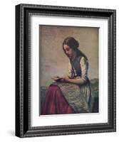 'La petite Liseuse ou Jeune bergère assise et lisant', c1855-Jean-Baptiste-Camille Corot-Framed Giclee Print