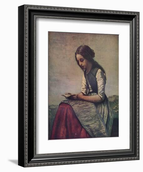 'La petite Liseuse ou Jeune bergère assise et lisant', c1855-Jean-Baptiste-Camille Corot-Framed Giclee Print