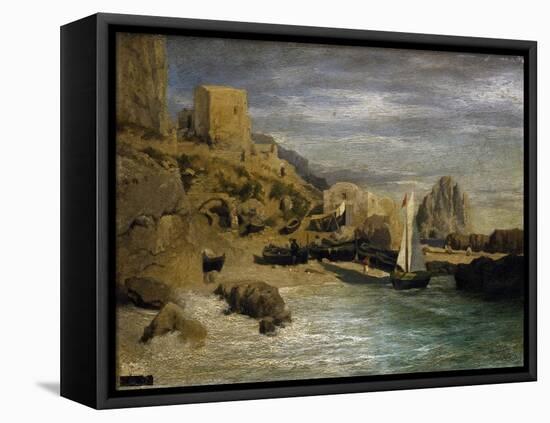 La Piccola Marina in Capri-Vittorio Benisson-Framed Stretched Canvas