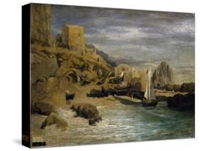 La Piccola Marina in Capri-Vittorio Benisson-Stretched Canvas