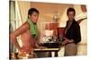 La piscine by Jacques Deray with Alain Delon and Maurice Ronet, 1969 (lampe Bulb d'Ingo Maurer) (ph-null-Stretched Canvas