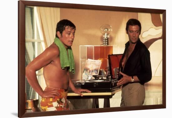 La piscine by Jacques Deray with Alain Delon and Maurice Ronet, 1969 (lampe Bulb d'Ingo Maurer) (ph-null-Framed Photo