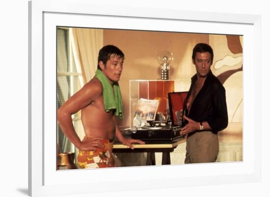 La piscine by Jacques Deray with Alain Delon and Maurice Ronet, 1969 (lampe Bulb d'Ingo Maurer) (ph-null-Framed Photo