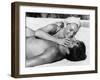 La piscine by Jacques Deray with Alain Delon and Romy Schneider, 1969 (b/w photo)-null-Framed Photo