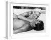 La piscine by Jacques Deray with Alain Delon and Romy Schneider, 1969 (b/w photo)-null-Framed Photo