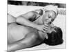 La piscine by Jacques Deray with Alain Delon and Romy Schneider, 1969 (b/w photo)-null-Mounted Photo