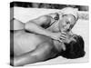 La piscine by Jacques Deray with Alain Delon and Romy Schneider, 1969 (b/w photo)-null-Stretched Canvas