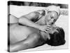 La piscine by Jacques Deray with Alain Delon and Romy Schneider, 1969 (b/w photo)-null-Stretched Canvas