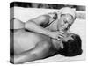 La piscine by Jacques Deray with Alain Delon and Romy Schneider, 1969 (b/w photo)-null-Stretched Canvas