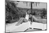 La piscine by Jacques Deray with Alain Delon and Romy Schneider, 1969 (b/w photo)-null-Mounted Photo