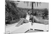 La piscine by Jacques Deray with Alain Delon and Romy Schneider, 1969 (b/w photo)-null-Mounted Photo