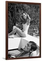 La piscine by Jacques Deray with Alain Delon and Romy Schneider, 1969 (b/w photo)-null-Framed Photo