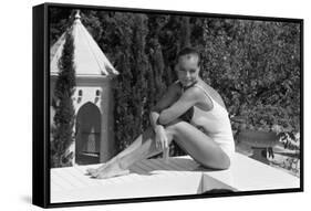 La Piscine by Jacques Deray with Romy Schneider, 1969 (b/w photo)-null-Framed Stretched Canvas
