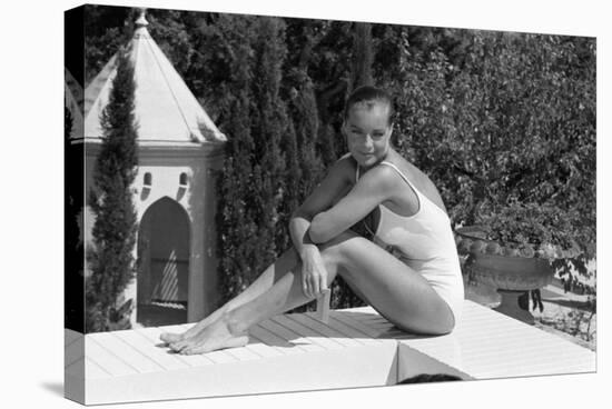 La Piscine by Jacques Deray with Romy Schneider, 1969 (b/w photo)-null-Stretched Canvas