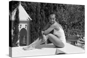 La Piscine by Jacques Deray with Romy Schneider, 1969 (b/w photo)-null-Stretched Canvas