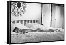 La Piscine by Jacques Deray with Romy Schneider, 1969 (b/w photo)-null-Framed Stretched Canvas