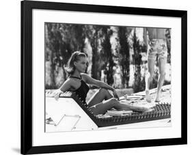 La Piscine by Jacques Deray with Romy Schneider, 1969 (chaise longue by la serie Module 400 by Roge-null-Framed Photo