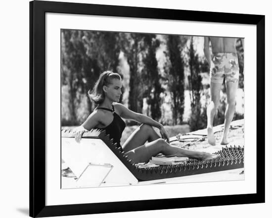 La Piscine by Jacques Deray with Romy Schneider, 1969 (chaise longue by la serie Module 400 by Roge-null-Framed Photo