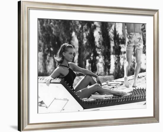 La Piscine by Jacques Deray with Romy Schneider, 1969 (chaise longue by la serie Module 400 by Roge-null-Framed Photo