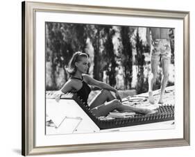 La Piscine by Jacques Deray with Romy Schneider, 1969 (chaise longue by la serie Module 400 by Roge-null-Framed Photo