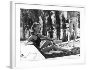 La Piscine by Jacques Deray with Romy Schneider, 1969 (chaise longue by la serie Module 400 by Roge-null-Framed Photo