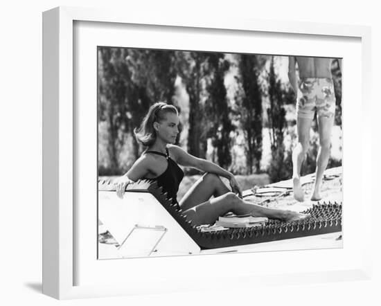 La Piscine by Jacques Deray with Romy Schneider, 1969 (chaise longue by la serie Module 400 by Roge-null-Framed Photo