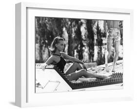 La Piscine by Jacques Deray with Romy Schneider, 1969 (chaise longue by la serie Module 400 by Roge-null-Framed Photo