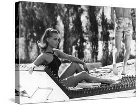 La Piscine by Jacques Deray with Romy Schneider, 1969 (chaise longue by la serie Module 400 by Roge-null-Stretched Canvas
