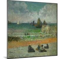 La plage a Dieppe ou les Baigneuses, 1885 The beach at Dieppe, or the bathers. Canvas.-Paul Gauguin-Mounted Giclee Print