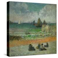 La plage a Dieppe ou les Baigneuses, 1885 The beach at Dieppe, or the bathers. Canvas.-Paul Gauguin-Stretched Canvas