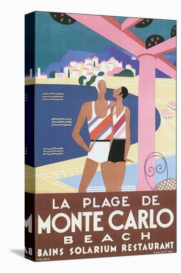 La Plage de Monte Carlo Beach-Alfred Tolmer-Stretched Canvas