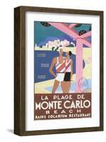 La Plage de Monte Carlo Beach-Alfred Tolmer-Framed Art Print