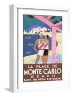 La Plage de Monte Carlo Beach-Alfred Tolmer-Framed Art Print