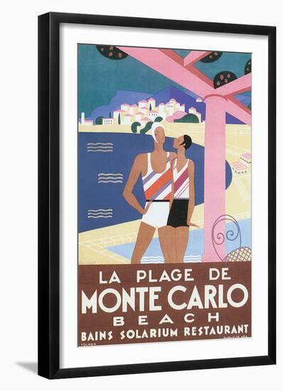 La Plage de Monte Carlo Beach-Alfred Tolmer-Framed Art Print