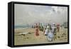 La Plage De Trouville-Paul Rossert-Framed Stretched Canvas