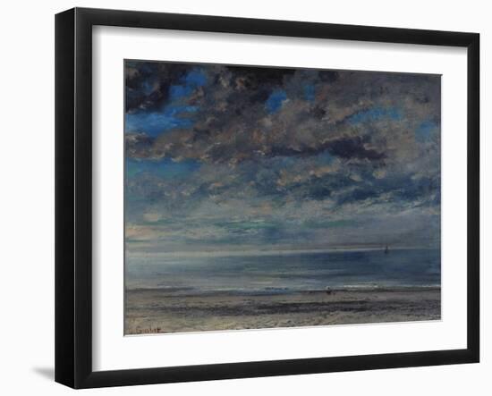 La Plage, Soleil Couchant, 1867-Gustave Courbet-Framed Giclee Print