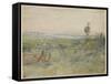 La Plaine, Vue Des Hauteurs De Meudon, C.1833 (W/C & Oil Paint on Wove Paper)-Theodore Rousseau-Framed Stretched Canvas