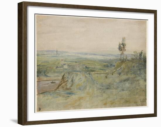 La Plaine, Vue Des Hauteurs De Meudon, C.1833 (W/C & Oil Paint on Wove Paper)-Theodore Rousseau-Framed Giclee Print