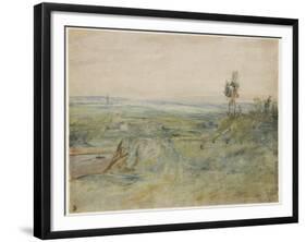 La Plaine, Vue Des Hauteurs De Meudon, C.1833 (W/C & Oil Paint on Wove Paper)-Theodore Rousseau-Framed Giclee Print