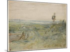 La Plaine, Vue Des Hauteurs De Meudon, C.1833 (W/C & Oil Paint on Wove Paper)-Theodore Rousseau-Mounted Giclee Print