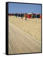 La Planche (Boadwalk) and Beach, Deauville, Calvados, Normandy, France-David Hughes-Framed Stretched Canvas