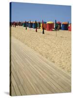 La Planche (Boadwalk) and Beach, Deauville, Calvados, Normandy, France-David Hughes-Stretched Canvas