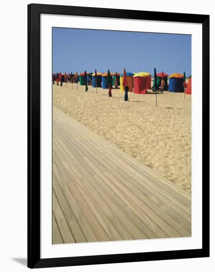 La Planche (Boadwalk) and Beach, Deauville, Calvados, Normandy, France-David Hughes-Framed Photographic Print