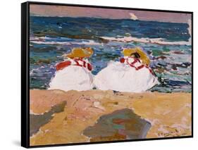 La playa de Valencia.-Joaquin Sorolla-Framed Stretched Canvas