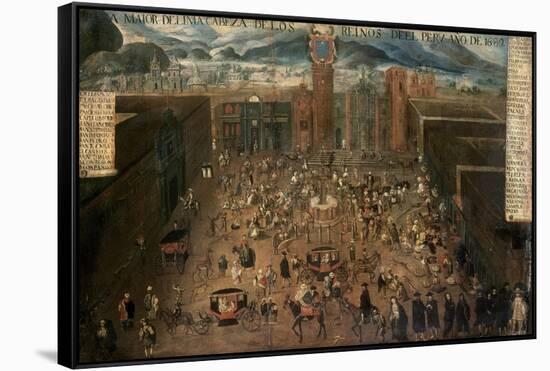 La Plaza Mayor de Lima, Peru, in 1680, Seville, Collection of the Marquise of Almunia-null-Framed Stretched Canvas