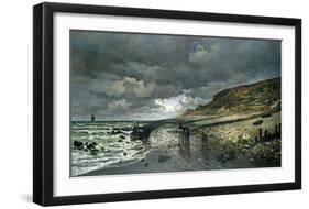 La Pointe de la Heve at Low Tide-Claude Monet-Framed Premium Giclee Print