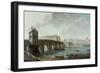 La pompe de la Samaritaine, le Pont-Neuf et l'île de la Cité vus du quai du Louvre-Nicolas Jean Baptiste Raguenet-Framed Giclee Print