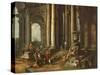 La prédication d'un apôtre dans des ruines d'architecture-Giovanni Paolo Pannini-Stretched Canvas