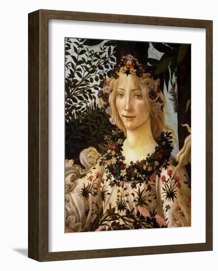 La Primavera, Spring, Detail of Spring, Flora, c.1475-Sandro Botticelli-Framed Premium Giclee Print